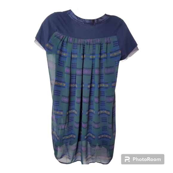Sacai luck silk womens size 1 xs navy blue  japan designer short sleeve dress - Picture 1 of 5